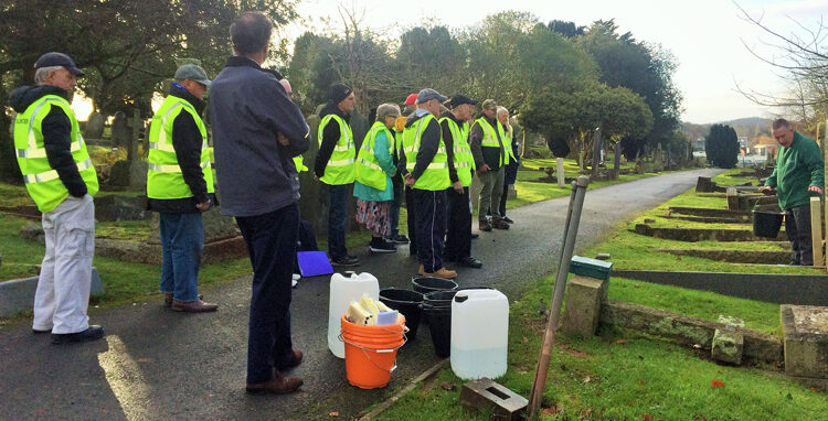 Vane Hill residents volunteer at Torquay cemetery as part of a new 'Eyes On, Hands-On' project run by The Commonwealth War Graves Commission (CWGC.)