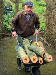 Part of Vane Hill's January Activities - helping a neighbour to move some logs