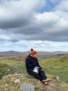 Vane Hill ARBD resident eating his packed lunch at Dartmoor National Park