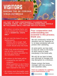 Corona Virus Poster - Notaro Care homes