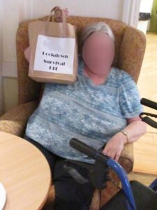 Resident at Serenita care home, with her survival kit